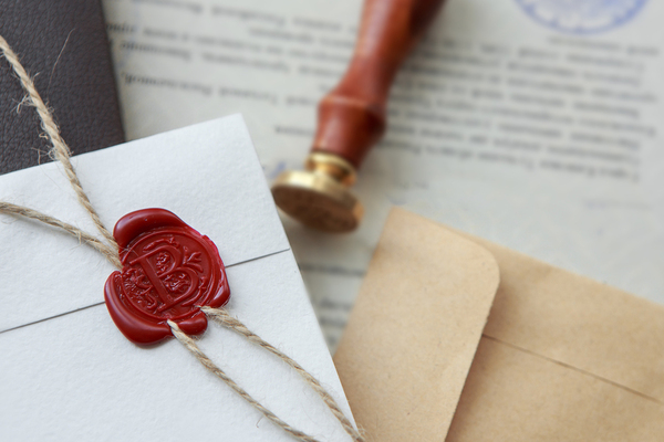 Letter with seal stamp.