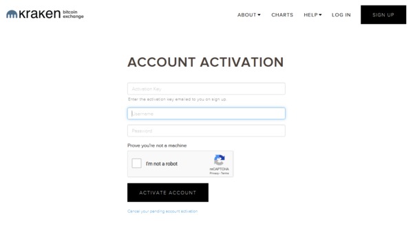 Kraken account activation page.