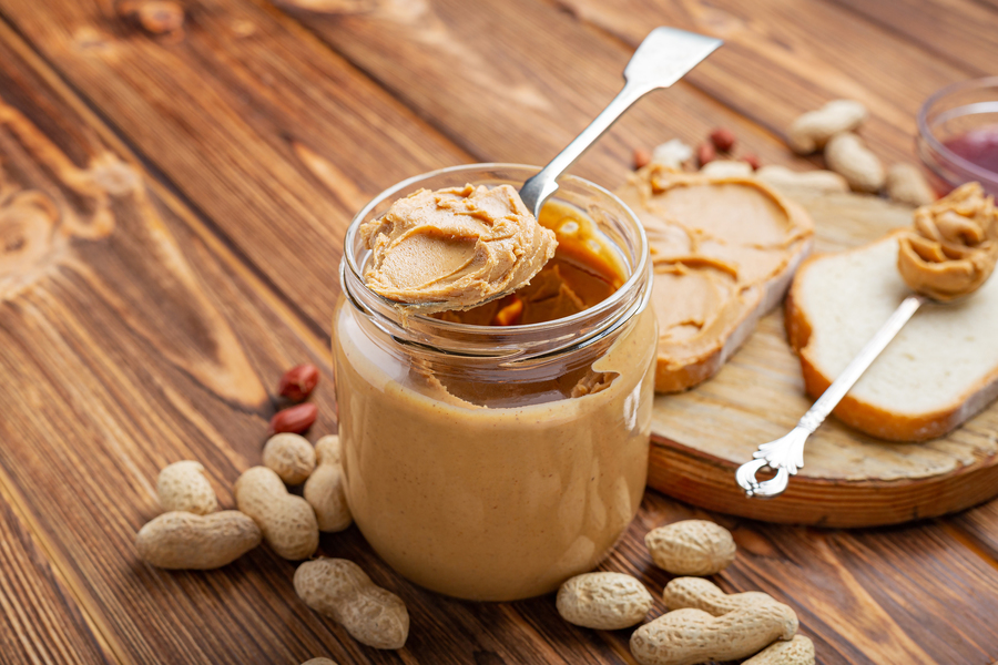 Jar of peanut butter.