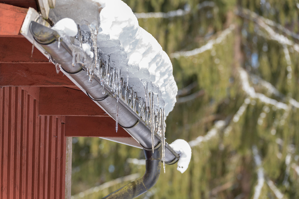 Gutter with snow and ice.