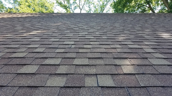 Close up of roof shingles.