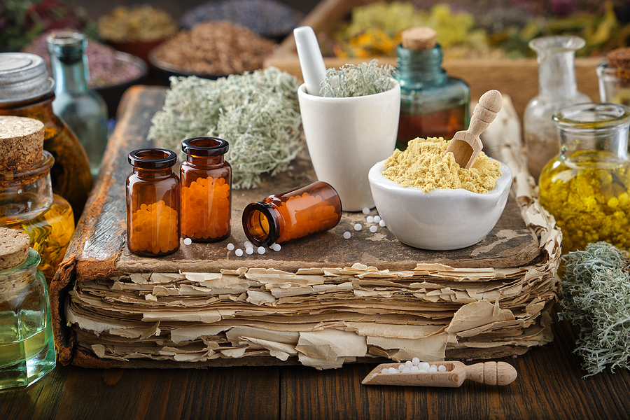 Herbs in power and pill form.