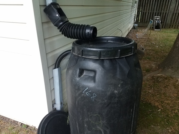 Rain barrel.
