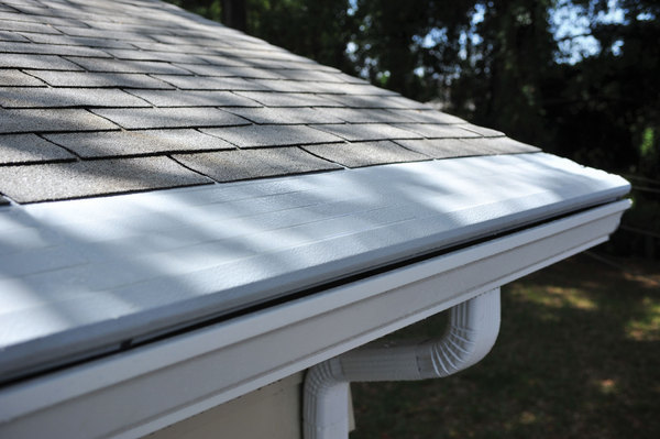 Newly installed reverse-curve gutter guards.