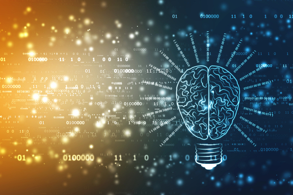 Lightbulb in the shape of brain.