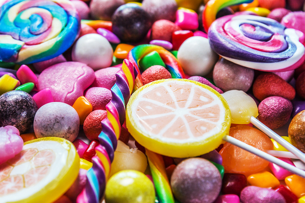 Various candies on a table.