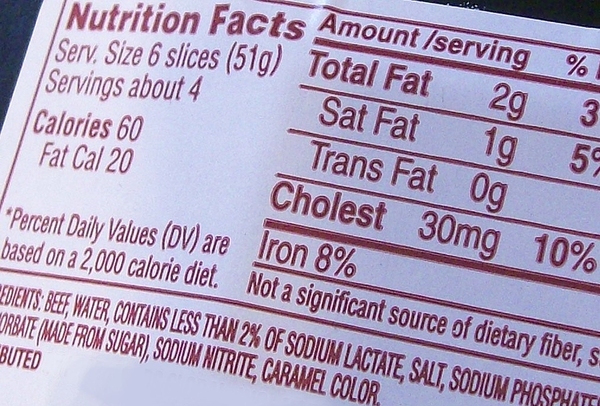 Nutrition label.