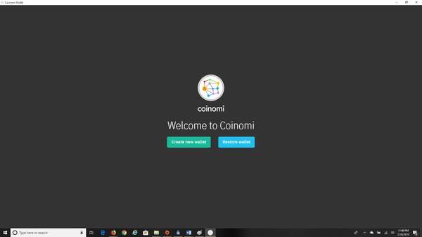 Coinomi app create new account page.