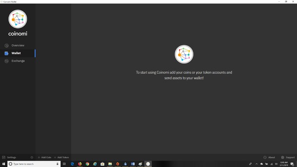 Coinomi app wallet page.