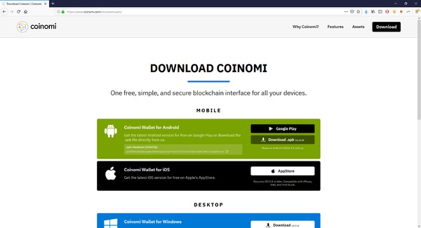 Download Coinomi page.