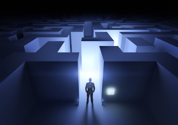 Man standing in front of a maze.