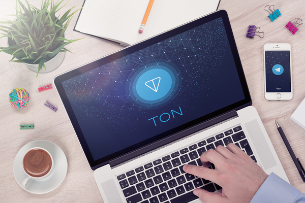 Person working on laptop with the word TON displaying.