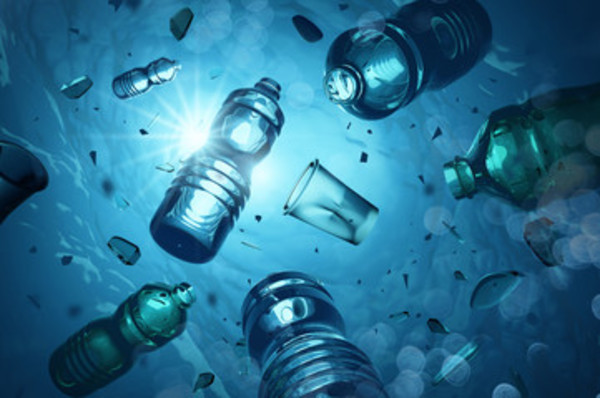 Water bottles in water.