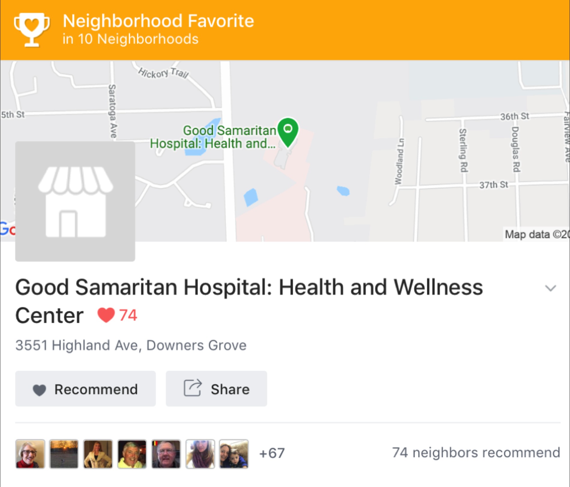 Next-door app showing Neighborhood Favorite.