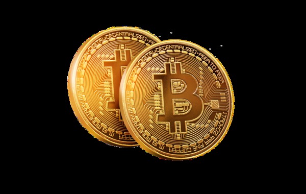 Two Gold bitcoin coins.