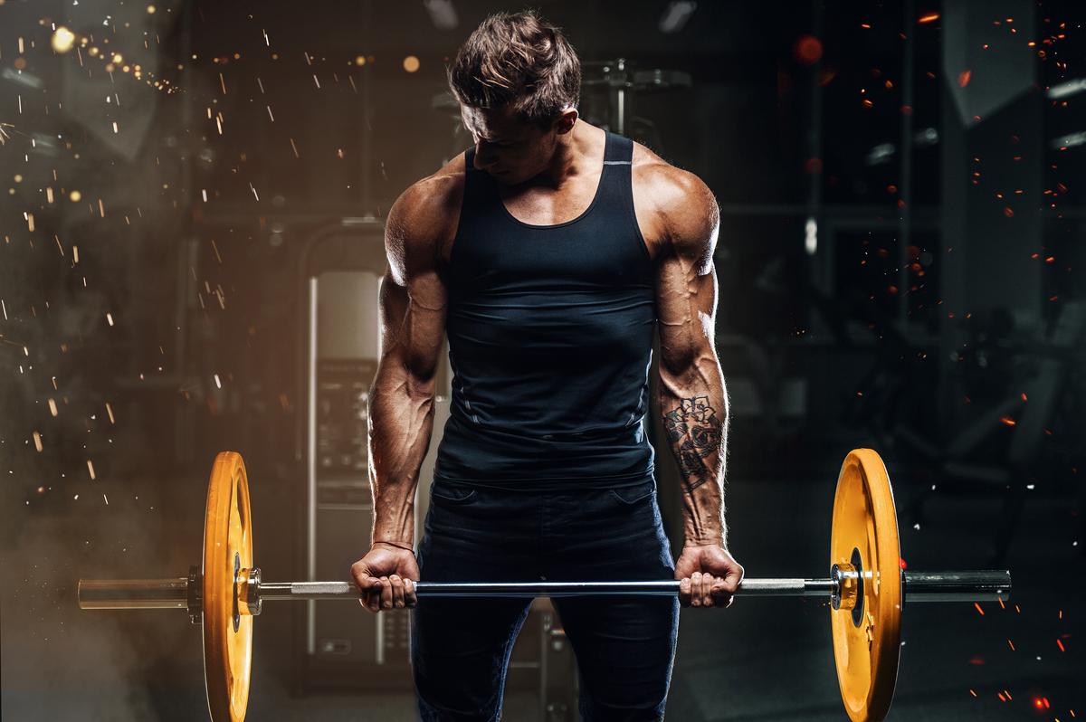 Bodybuilder lifting a barbell.