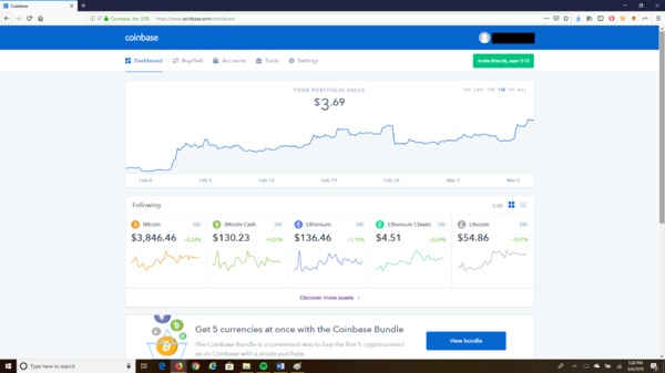 Coinbase buy sell page.