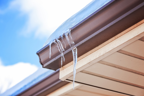 Gutter with icicles.