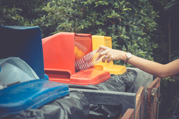 Recycling bins.