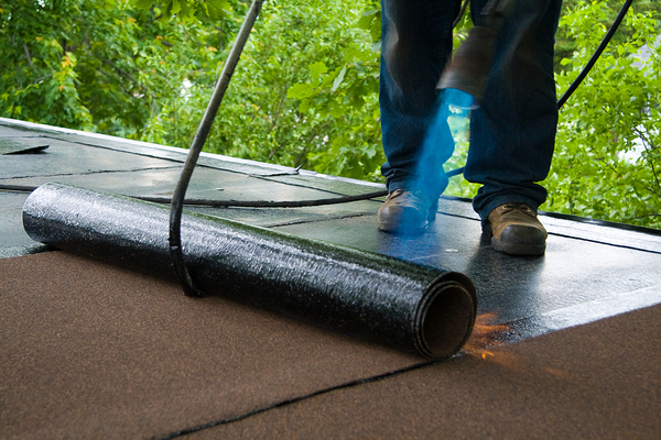 Repairing a roof.