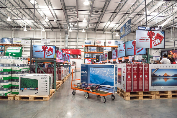 Warehouse filled with electronic equipment.