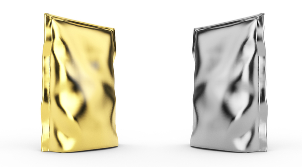 Gold and silver food packaging.