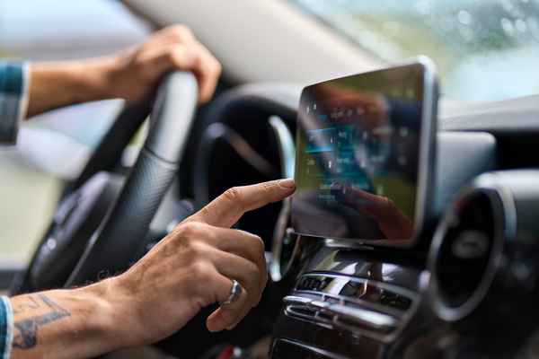 Using a gps in a car.